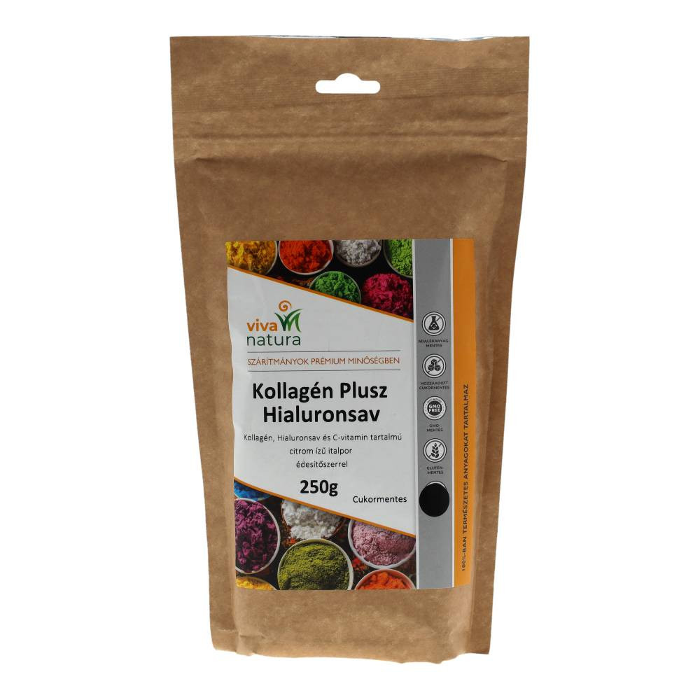 Viva natura kollagén plusz hialuronsav citrom ízű italpor édesítőszerrel 250 g