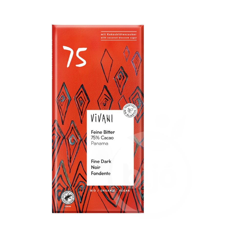 Vivani bio étcsokoládé kókuszcukorral 75% kakaótartalom 100 g