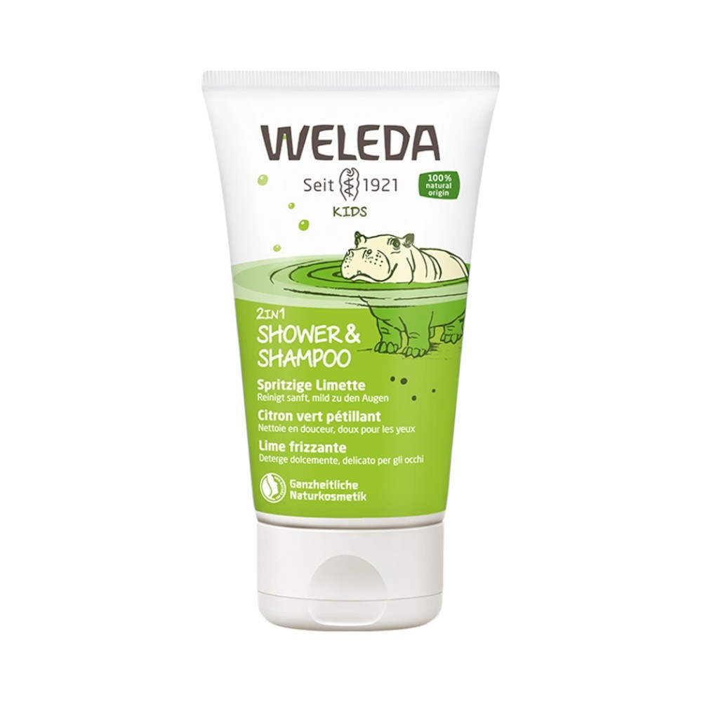 Weleda detský 2v1 osviežujúci detský sprchovací gél a šampón s limetkou 150 ml