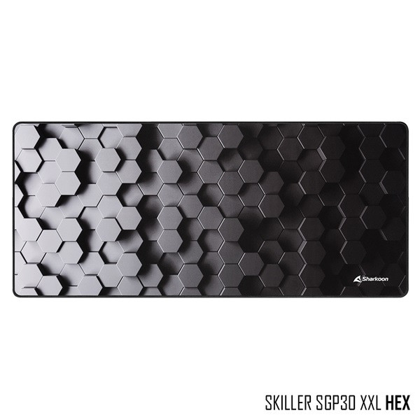 Sharkoon egérpad - skiller sgp30 xxl hex (900 x 400 x, 2,4 mm; varrott szélek; fekete)