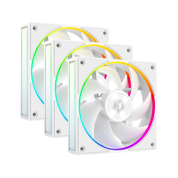 Id-cooling cooler 12cm - af-127-argb-w trio (29,9db, max. 132,52 m3/h, 4pin, pwm, 3 x12cm, argb led, fehér)