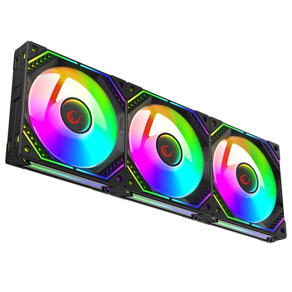 Rampage cooler 12cm - cyclops f30 (3x12cm, max 29,2dba, 114,68 m3/h, ház hűtésre, a-rgb led, fekete)