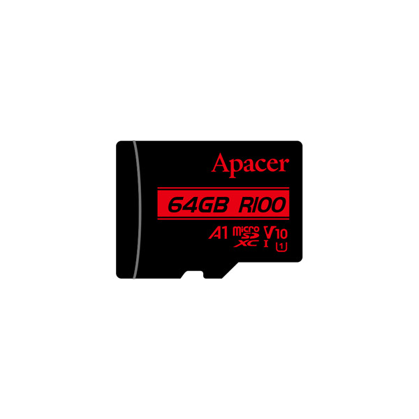 Apacer microsd kártya - 64gb microsdxc uhs-i class10 v10 a1 (r/w: 100/10 mb/s) + adapter