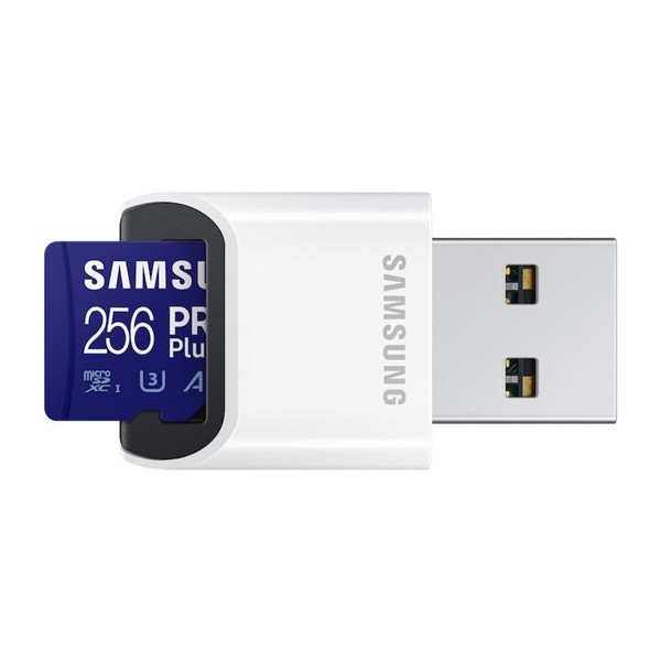 Samsung microsd kártya - 256gb mb-md256kb/ww (pro plus kártyaolvasóval, uhs-i, r160/w120, adapter, 256gb)