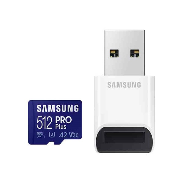 Samsung microsd kártya - 512gb mb-md512kb/ww (pro plus kártyaolvasóval, uhs-i, r160/w120, adapter, 512gb)