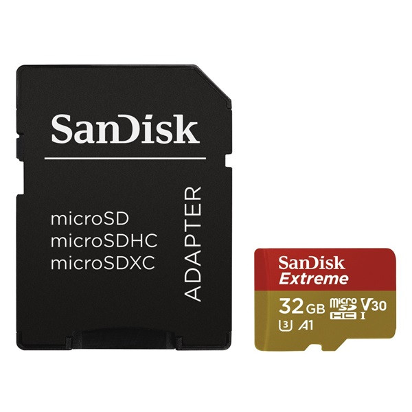 Sandisk microsd kártya - 32gb microsdhc extreme (100mb/s, class 10 uhs-i, a1 v30) + adapter