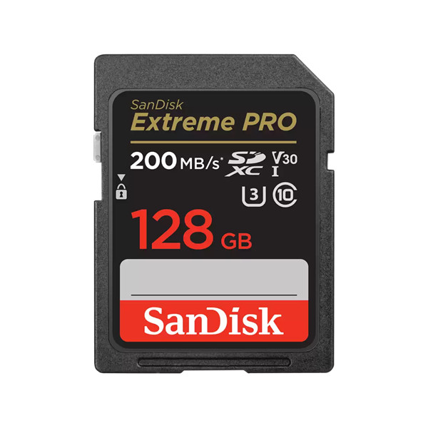 Sandisk sd kártya - 128gb sdxc extreme pro (200/90 mb/s class 10 uhs-i, a1 v30)