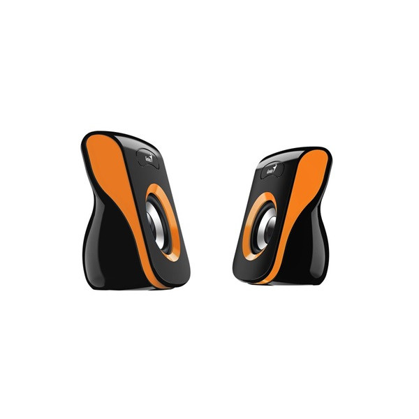 Genius hangszóró 2.0 - sp-q180 (3.5mm jack, usb-s tápellátás, 3w, fekete/narancs)
