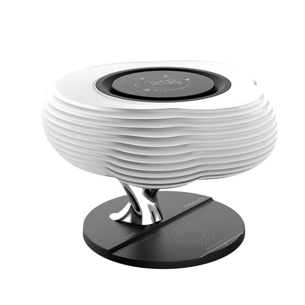 Promate asztali lámpa, hangszóró - homecloud (3in1, bt v5.0, 10w, led éjszakai lámpa, wireless töltő, digitális óra)