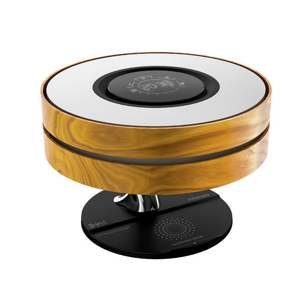 Promate asztali lámpa, hangszóró - mirth (3in1, bt v5.0, 10w, led lámpa, wireless töltő, digitális óra)