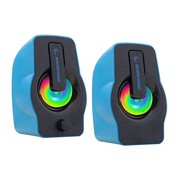 Rampage hangszóró 2.0 - rms-g7 falsetto (6w rms; hangerőszabályzó; 3,5mm jack; usb, rgd led, kék)