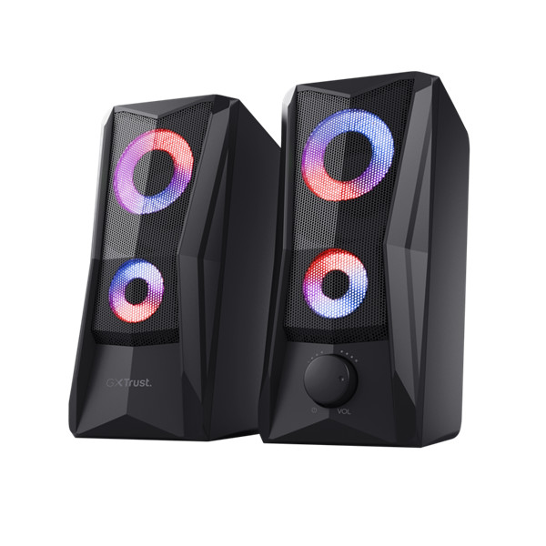 Trust hangszóró 2.0 - gxt606 javv (6w rms; hangerőszabályzó; 3,5mm jack; usb tápcsatlakozó; fekete; világítás)