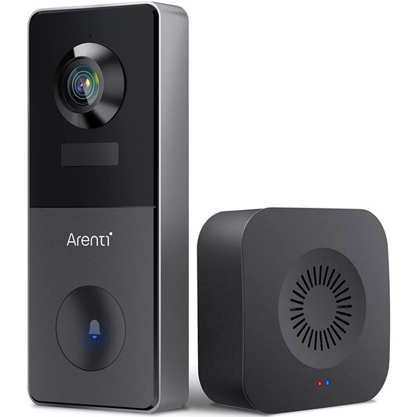 Arenti ajtócsengő szett - vbell1 (3mp, 3,2mm, ip65 kültéri, ir10m, 6700mah, wifi, microsd, mikrofon, hangszóró, csengő)