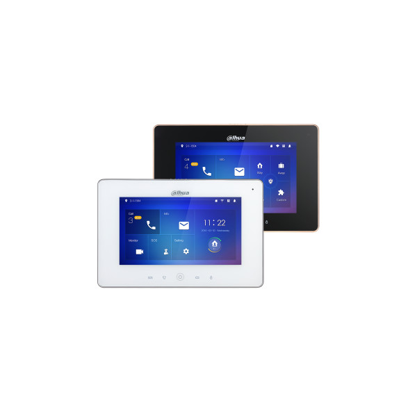 Dahua ip video kaputelefon - vth5221dw-s2 (beltéri egység, 7" touch screen, 2 ajtó vezérlés, sd, i/o, poe, wifi, fehér)