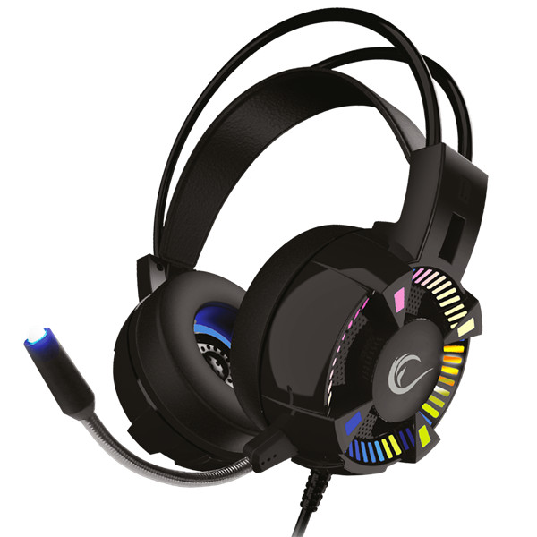 Rampage fejhallgató - styles rgb (7.1, mikrofon, usb, hangerőszabályzó, nagy-párnás, 2,2m kábel, fekete)