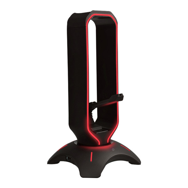 Rampage fejhallgató állvány - rm-h66 guard (fekete, műanyag, usb hub, egérkábel tartó, rgb)