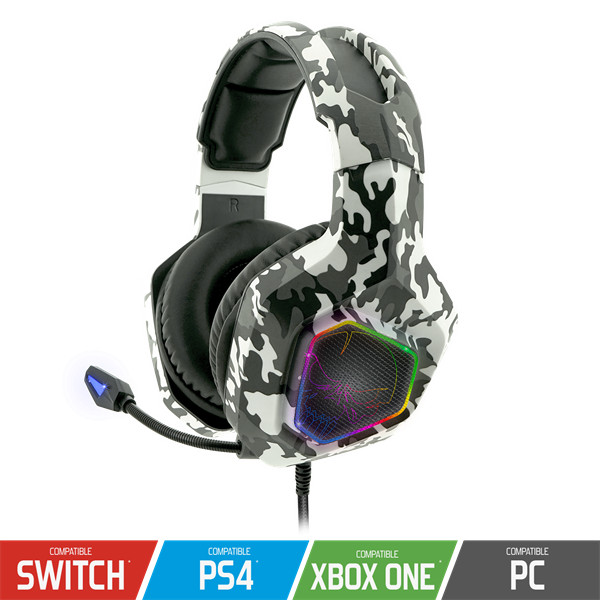 Spirit of gamer fejhallgató - elite h50 arctic (multiplatform, rgb, 3.5mm jack, mikrofon, hangerőszabályzó, nagy-párnás)