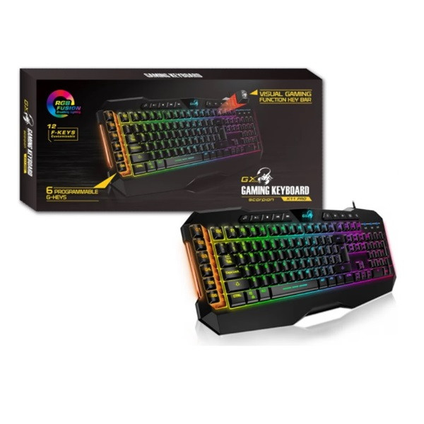 Genius billentyűzet - scorpion k11 pro (vezetékes, usb, rgb, multimédiás, fekete)