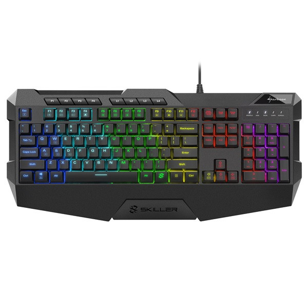 Sharkoon billentyűzet - skiller sgk4 (usb, rgb, csuklótámasz, multimédia, 1,8m, fekete, angol)