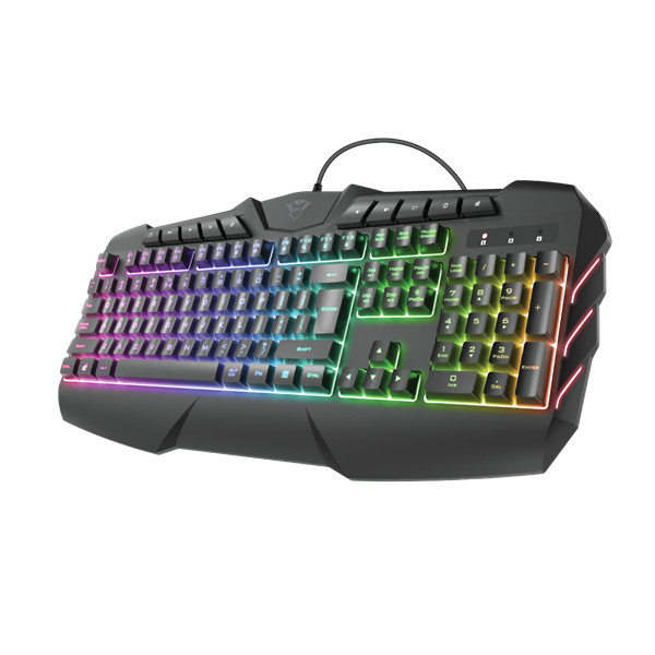 Trust billentyűzet gamer - gxt 881 odyss semi-mechanical (rgb led háttérvilágítás; usb; fekete; magyar)