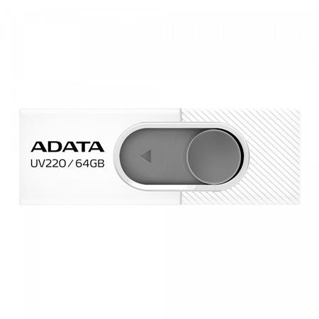 Pendrive, 64GB, USB 2.0, ADATA "UV220", fehér