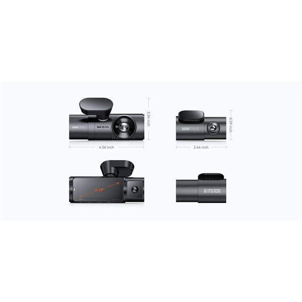 Vantrue dash cam - n4 pro (wifi+gps autóskamera első + hátsó+ belső, 4k+2x1080p 30fps, hdr, 512gb microsd támogatás)