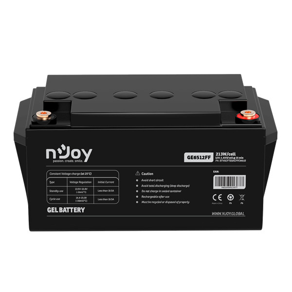 Njoy akkumulátor - ge6512ff (12v/65ah, t6, zárt, gondozás mentes, gel)