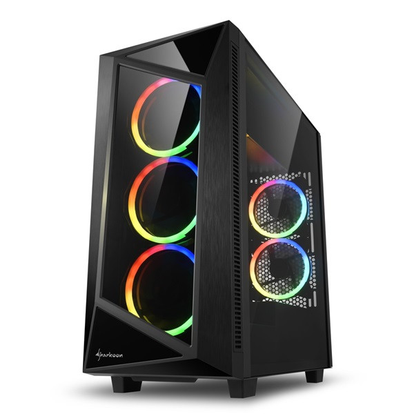 Sharkoon számítógépház - rev 200 rgb (fekete; atx,matx; alsó táp; 5x120mm v.; 2xusb3.0, 2xusb2.0, i/o)