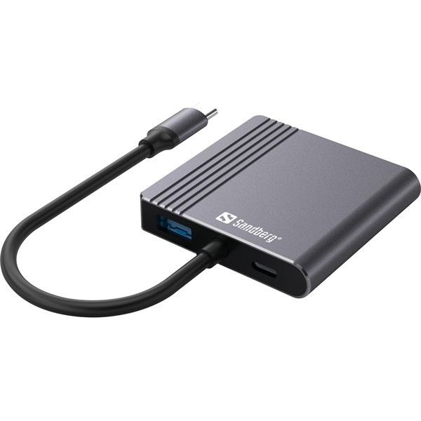 Sandberg notebook dokkoló - usb-c dock 2xhdmi+usb+pd (bemenet: usb-c; kimenet: 2xhdmi+usb-a3.0+usb-c)
