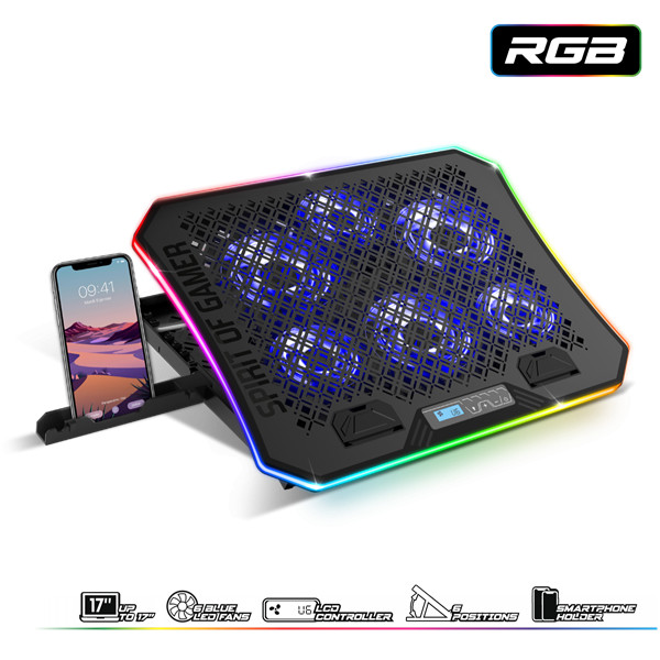 Spirit of gamer notebook hűtőpad 17"-ig - airblade 1200 rgb (18db; max. 79 m3/h; 3x11cm+3x70cm, rgb led, 2xusb2.0)