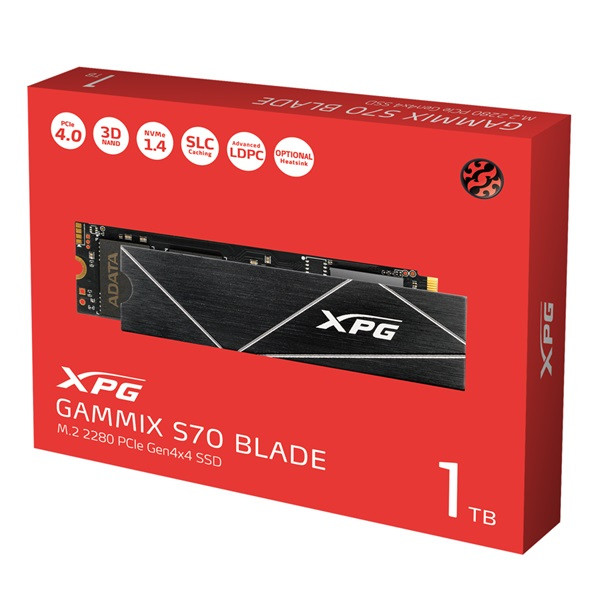 Adata ssd 1tb - xpg gammix s70 blade (3d, m.2 pcie gen 4x4, r:7400 mb/s, w:5500 mb/s, ps5 ready)