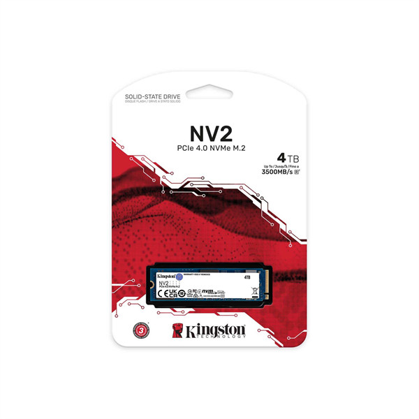 Kingston ssd 4tb - snv2s/4000g (m.2 nvme nv2, r/w:3500/2800mb/s)