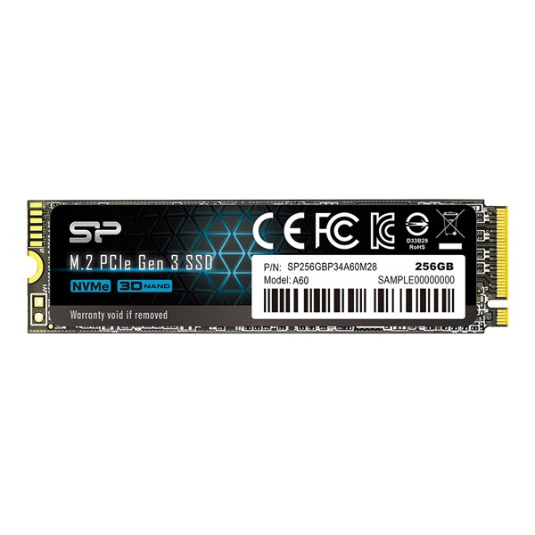 Silicon power ssd - 256gb a60 (r:2200mb/s; w:1600 mb/s, nvme 1.3 támogatás, m.2 pcie gen 3x4)