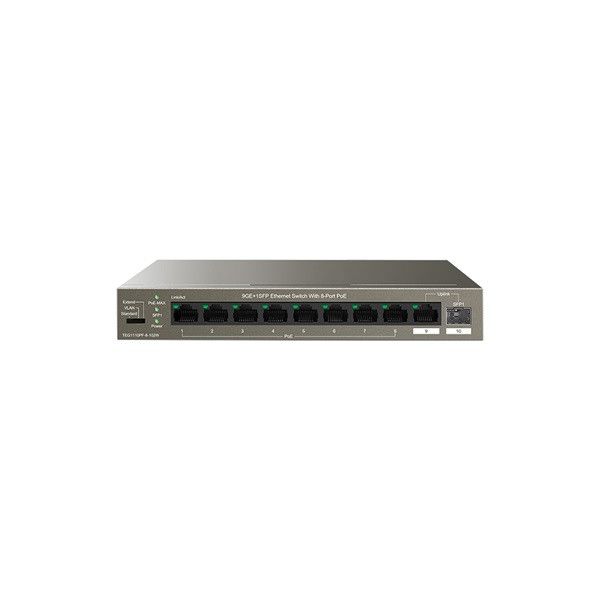 Tenda switch poe - teg1110pf-8-102w (9x1gbps; 1x sfp; 8 af/at poe+ port; 92w)