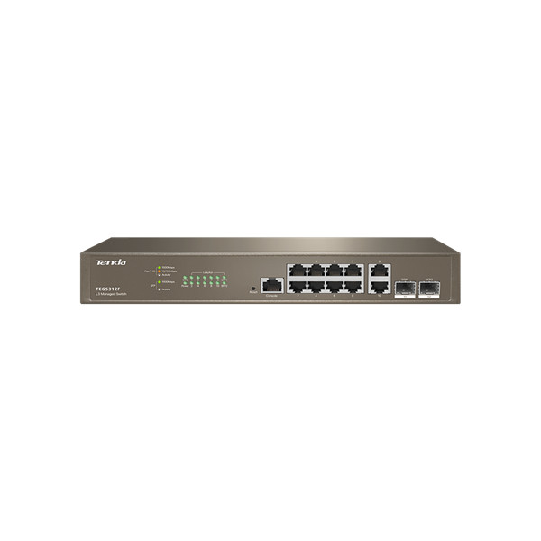 Tenda switch vezérelhető - teg5312f (l3; 10x1gbps + 2x1g sfp port; rack-mount)