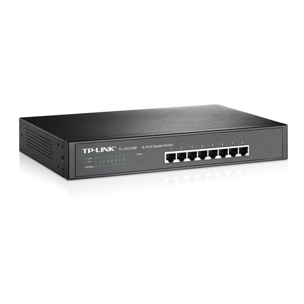 Tp-link switch  - tl-sg1008 (8 port, 1000mbps; fém ház, rackbe szerelhető)