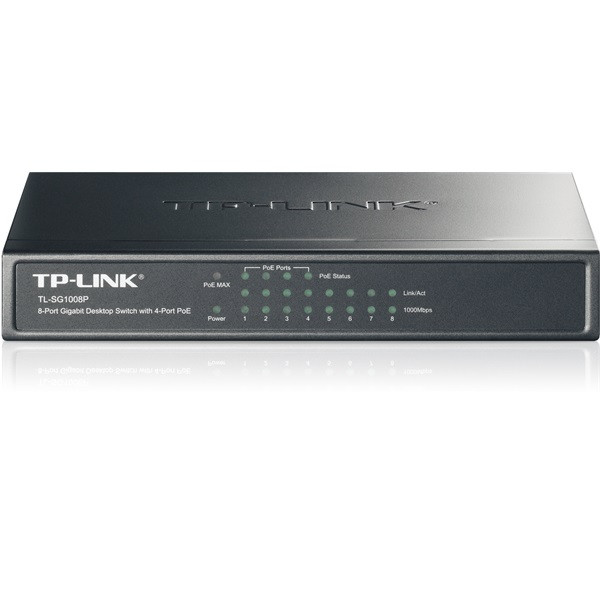 Tp-link switch  poe - tl-sg1008p (8 port 1gbps; 8/4 af poe port; 55w)