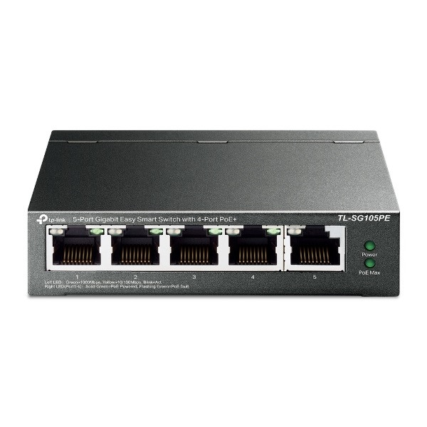 Tp-link switch  poe - tl-sg105pe (5 port 1gbps; 5 af/at poe+ port; 65w)