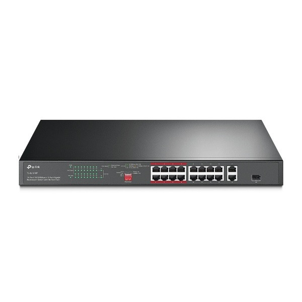 Tp-link switch  poe - tl-sl1218p (16port 100mbps;  16 at/poe+ port; 2x combo sfp; 150w, 250m extended mode)