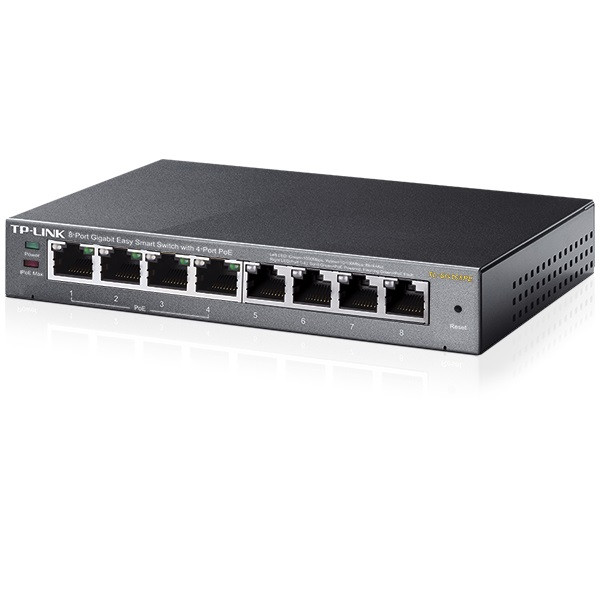 Tp-link switch easy smart poe - tl-sg108pe jetstream™ (8 port 1gbps; 8/4 af poe port, 55w)