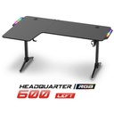 Spirit of gamer gamer asztal - headquarter 600 l (mdf lap, fém lábak, fekete, rgb led háttérvilágítás, 140 x 60 x 75cm)