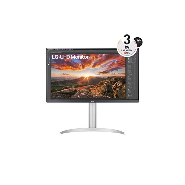 Lg monitor 27" - 27up85np-w (ips; 16:9; 4k 3840x2160; 5ms; 400cd; hdmix2; dp; usb-c; hdr; freesync, speaker, pivot)