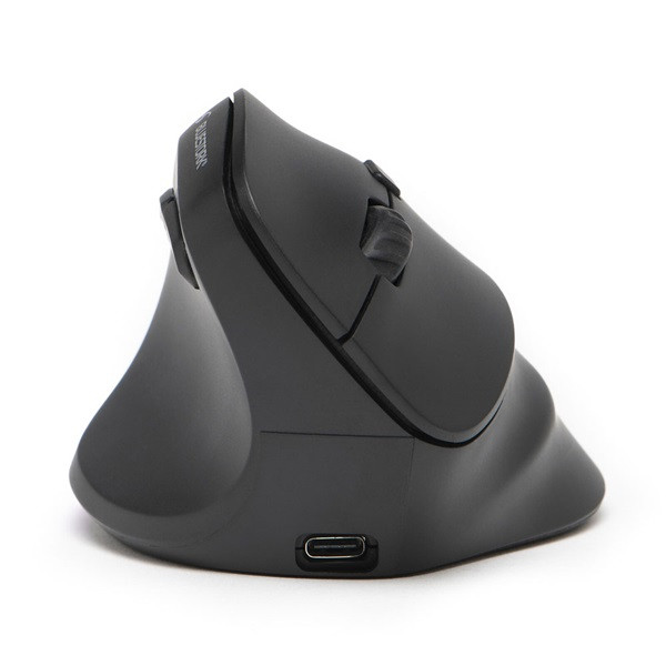 Bluestork vezeték nélküli egér - m-wl-ergo-lumi-l (ergonomic, rechargeable, balkezes, 2400 dpi, 6 gomb, optikai, fekete)