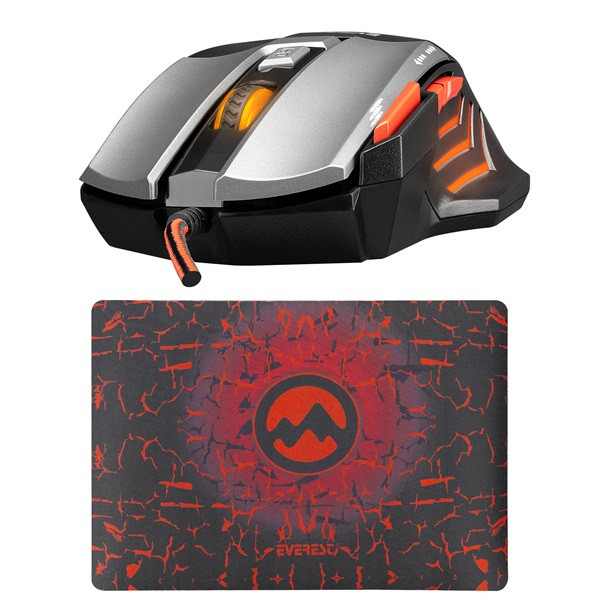 Everest egér gamer és egér pad - sgm-x7 pro (7200dpi, 7 gomb, harisnyázott kábel, fekete)