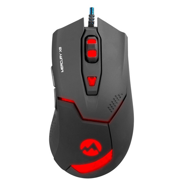 Everest gamer egér - mercury x8  (3200 dpi, 6gomb, 1,8m harisnyázott kábel, optikai, fekete, rgb led)