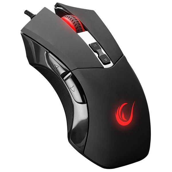 Rampage egér gamer - dlm-355 (2400dpi, 8 gomb, makro, rgb led, 150cm harisnyázott kábel, fekete)