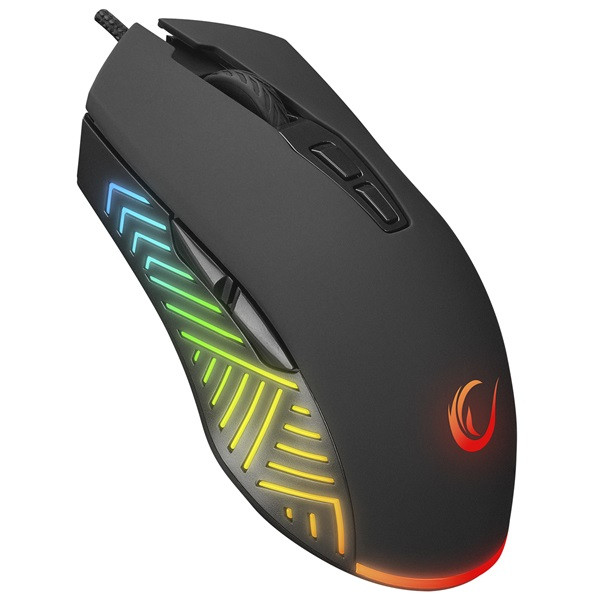 Rampage egér gamer - smx-g68 spear (7200dpi, 7 gomb, makro, rgb led, 1,5m harisnyázott kábel, fekete)