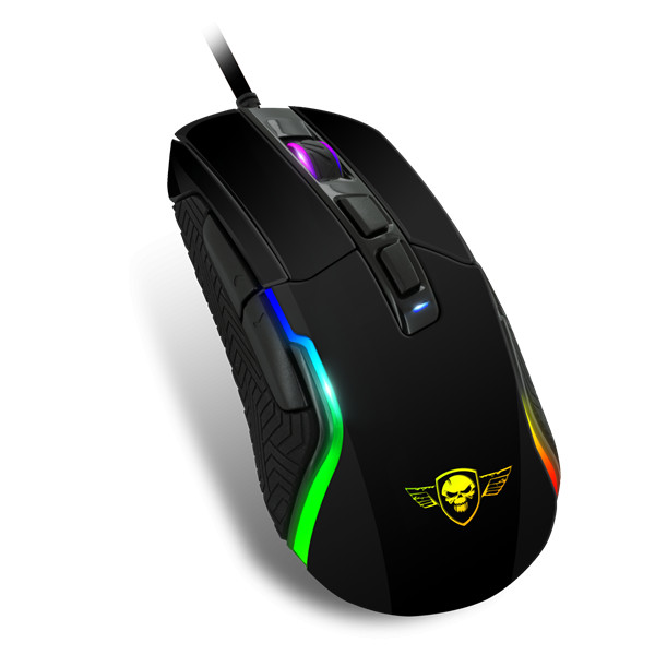 Spirit of gamer egér - pro-m7 (optikai, 4800dpi, 7 gomb, programozható rgb, harisnyázott kábel, fekete)