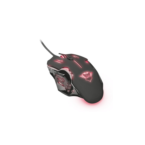 Trust egér gamer - gxt 108 rava (optikai érzékelő; 2000dpi; 6 gomb; rgb led; gumizott külső; fekete)