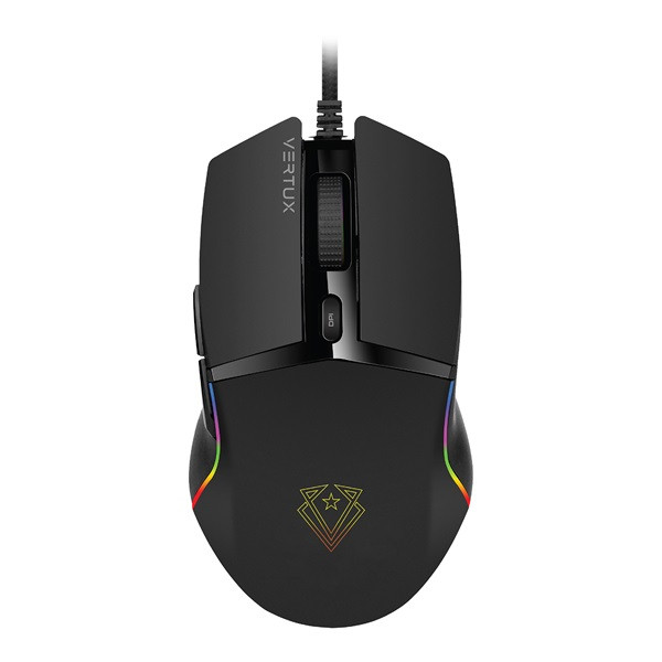 Vertux egér - argon (vezetékes, optikai, rgb led, 6 gomb, 6400 dpi, fekete)